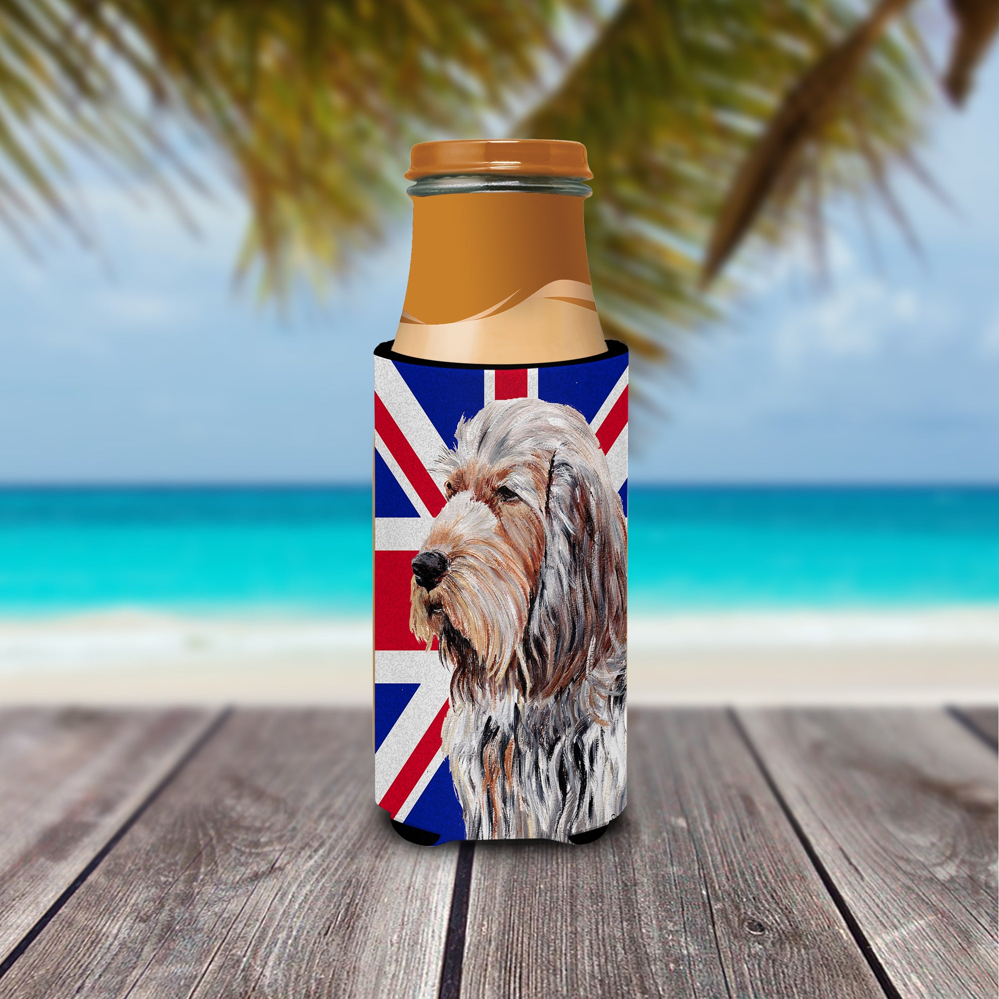 Otterhound with English Union Jack British Flag Ultra Beverage Insulators for slim cans SC9879MUK.