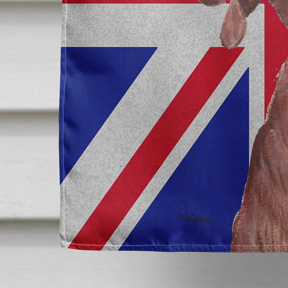 Redbone Coonhound with English Union Jack British Flag Flag Canvas House Size SC9880CHF