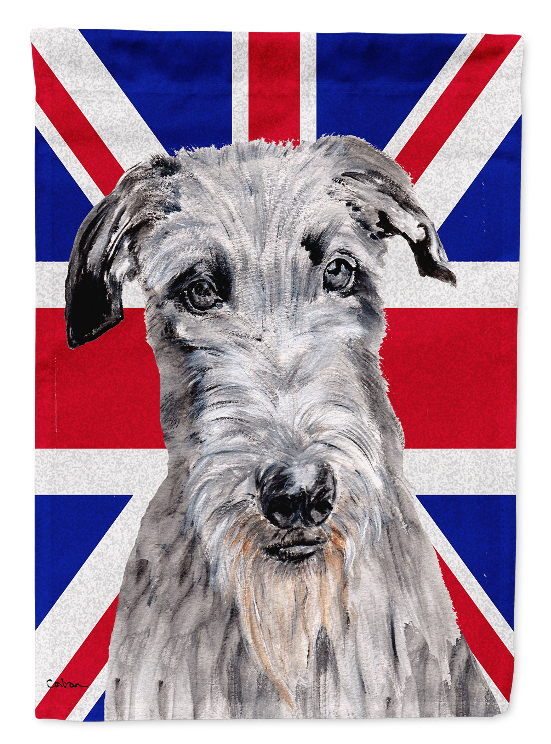 Scottish Deerhound with English Union Jack British Flag Flag Canvas House Size SC9881CHF