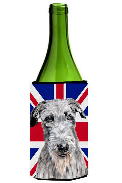 Scottish Deerhound with English Union Jack British Flag Wine Bottle Beverage Insulator Hugger SC9881LITERK by Caroline&#39;s Treasures