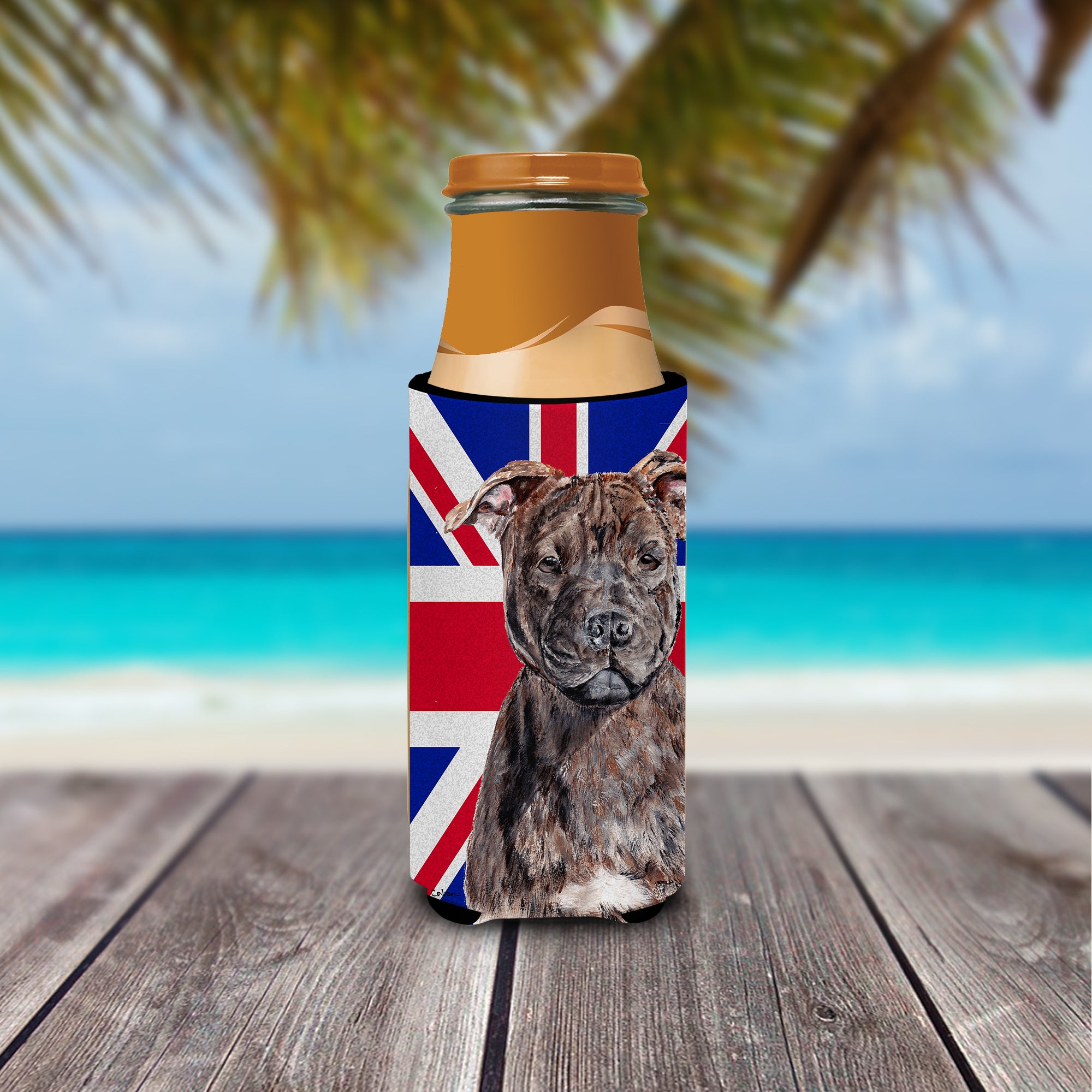 Staffordshire Bull Terrier Staffie with English Union Jack British Flag Ultra Beverage Insulators for slim cans SC9882MUK