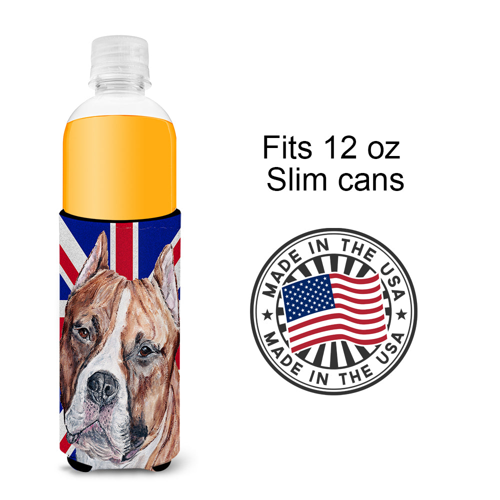 Staffordshire Bull Terrier Staffie with English Union Jack British Flag Ultra Beverage Insulators for slim cans SC9883MUK