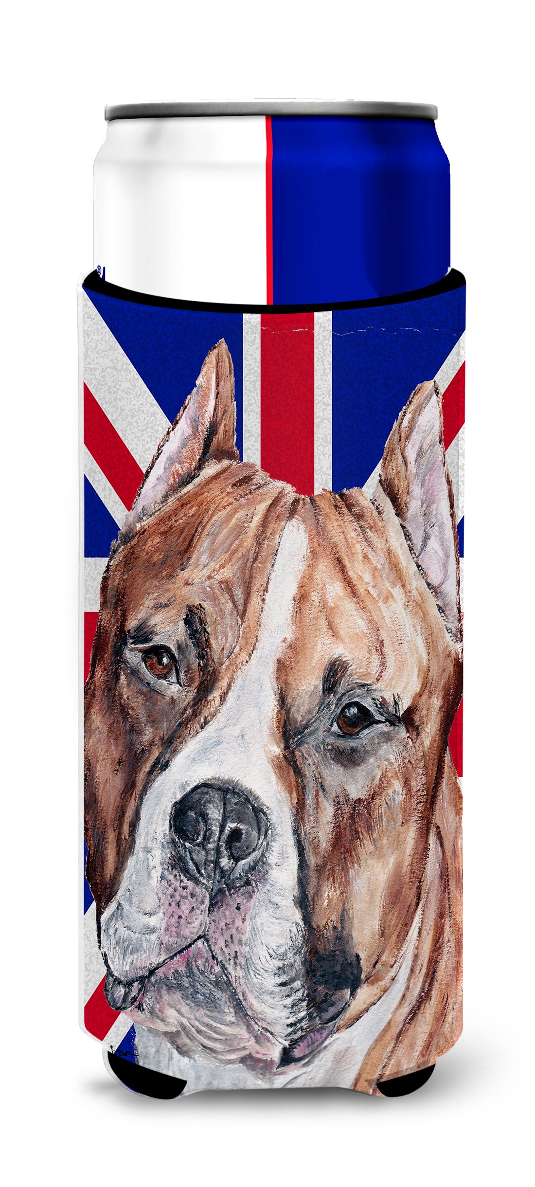 Staffordshire Bull Terrier Staffie with English Union Jack British Flag Ultra Beverage Insulators for slim cans SC9883MUK.