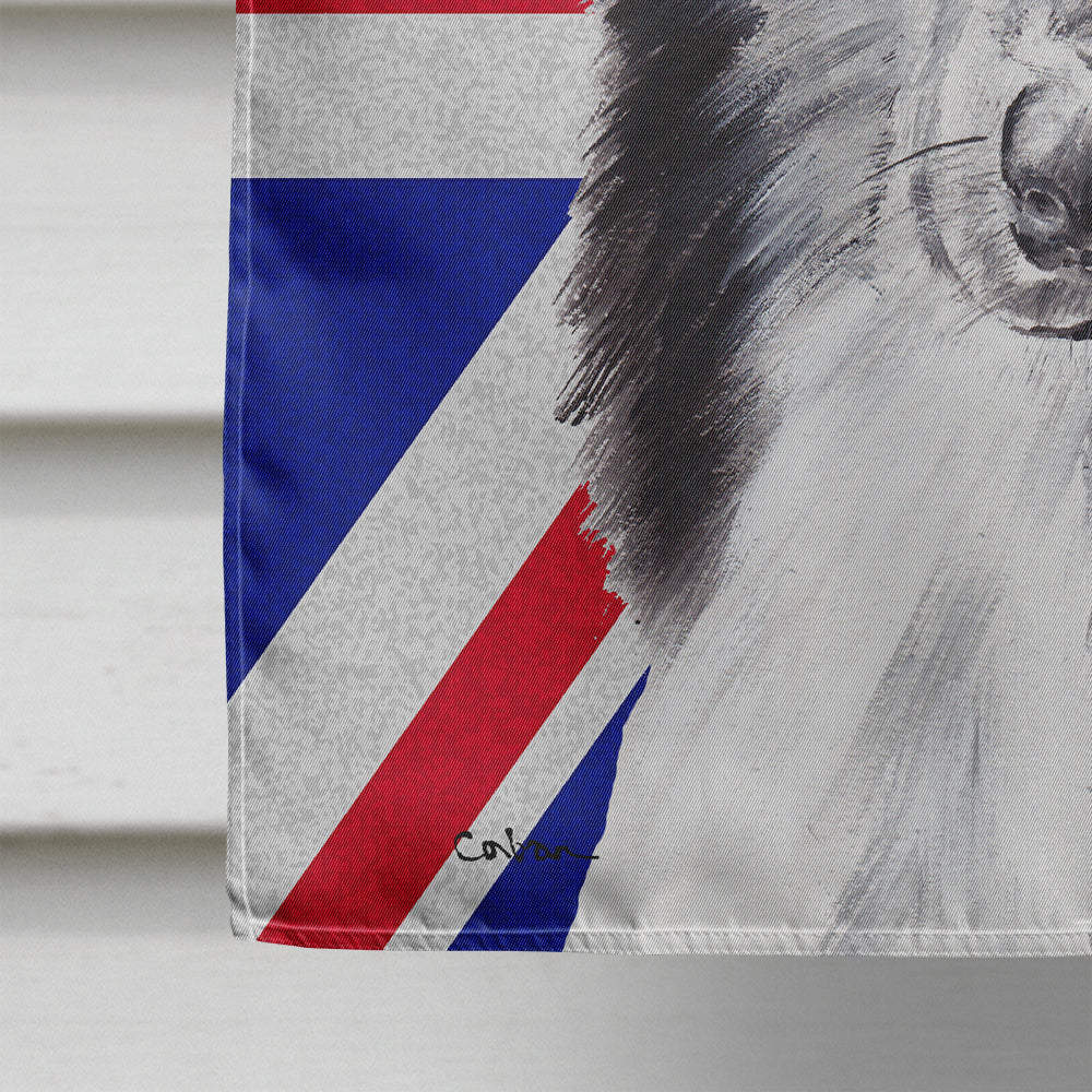 Black and White Collie with English Union Jack British Flag Flag Canvas House Size SC9885CHF  the-store.com.