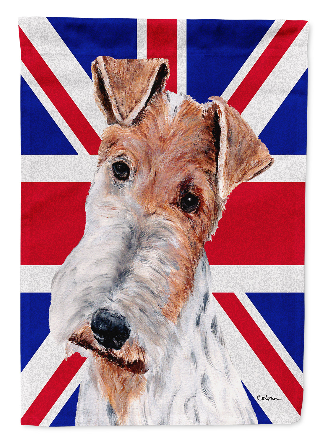 Wire Fox Terrier with English Union Jack British Flag Flag Canvas House Size SC9887CHF