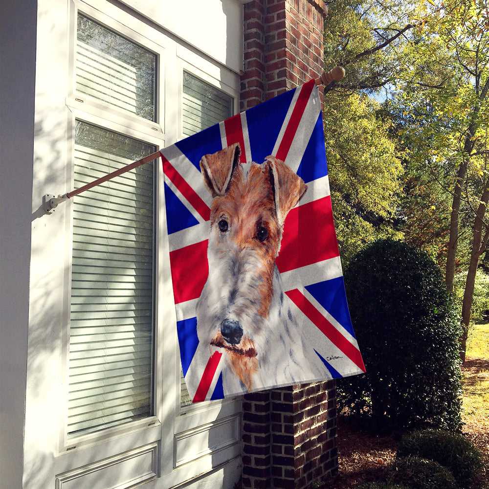 Wire Fox Terrier with English Union Jack British Flag Flag Canvas House Size SC9887CHF  the-store.com.