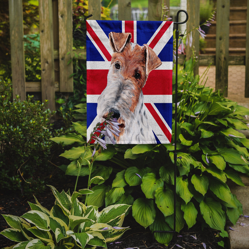 Wire Fox Terrier with English Union Jack British Flag Flag Garden Size SC9887GF  the-store.com.