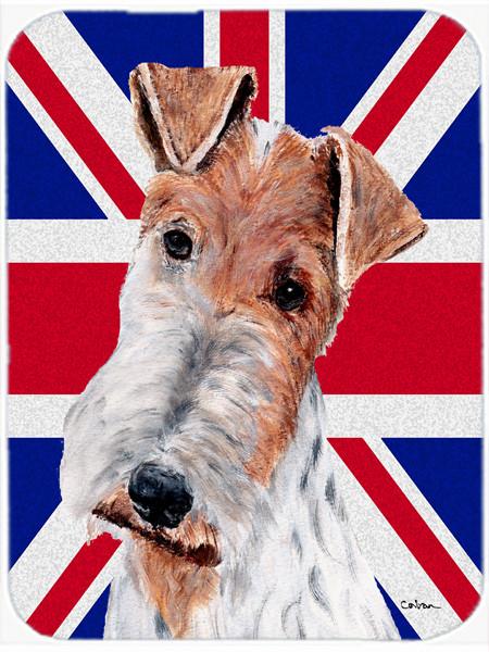 Wire Fox Terrier with English Union Jack British Flag Glass Cutting Board Large Size SC9887LCB by Caroline&#39;s Treasures