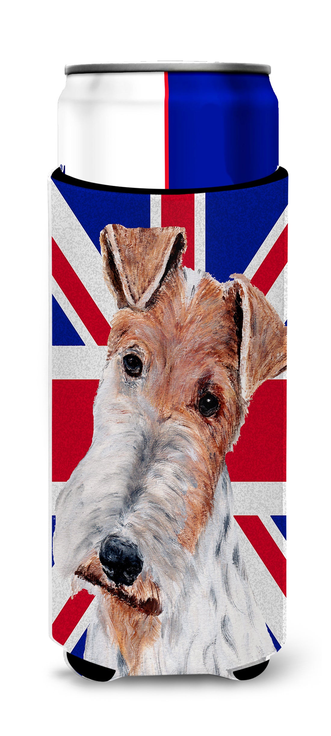 Wire Fox Terrier with English Union Jack British Flag Ultra Beverage Insulators for slim cans SC9887MUK