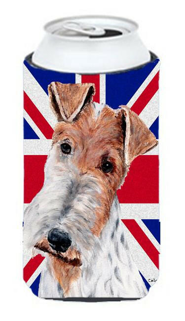 Wire Fox Terrier with English Union Jack British Flag Tall Boy Beverage Insulator Hugger SC9887TBC by Caroline&#39;s Treasures
