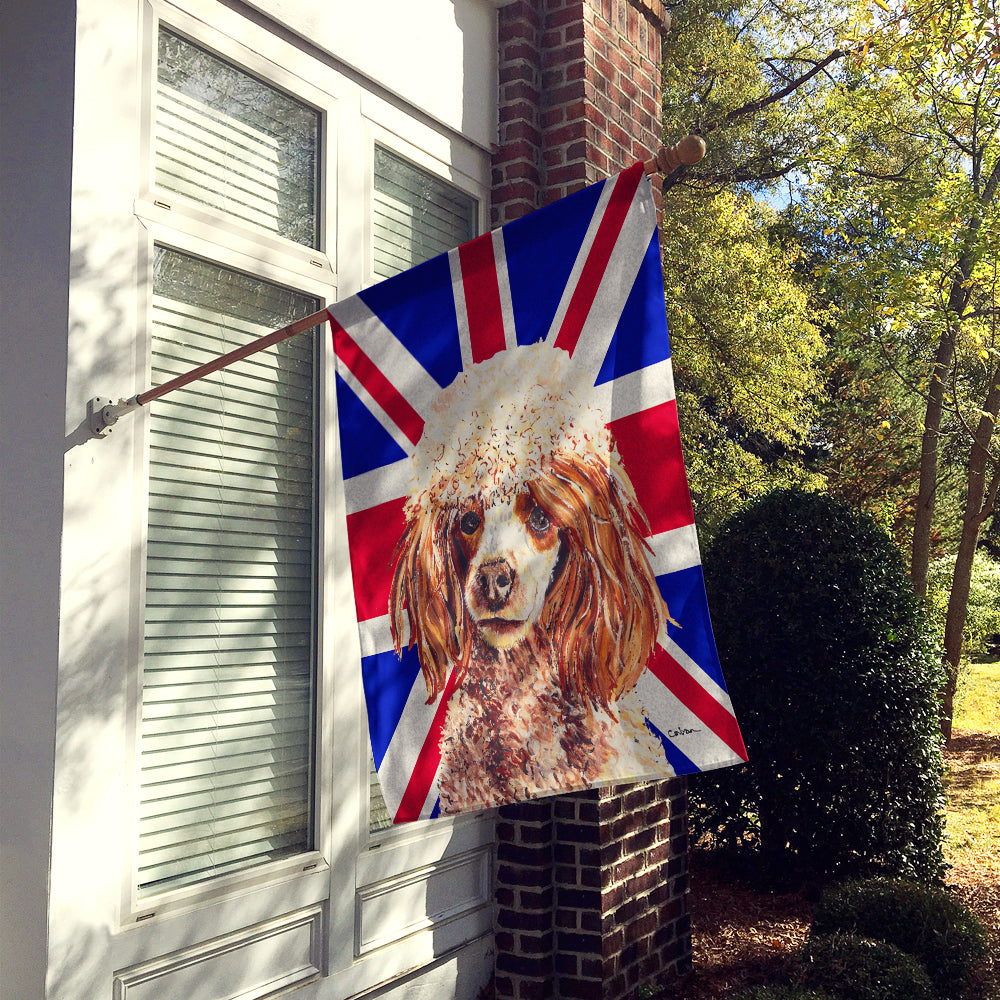 Red Miniature Poodle with English Union Jack British Flag Flag Canvas House Size SC9888CHF  the-store.com.