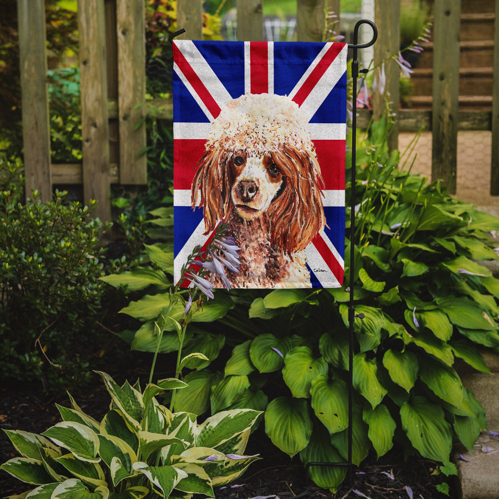 Red Miniature Poodle with English Union Jack British Flag Flag Garden Size SC9888GF  the-store.com.