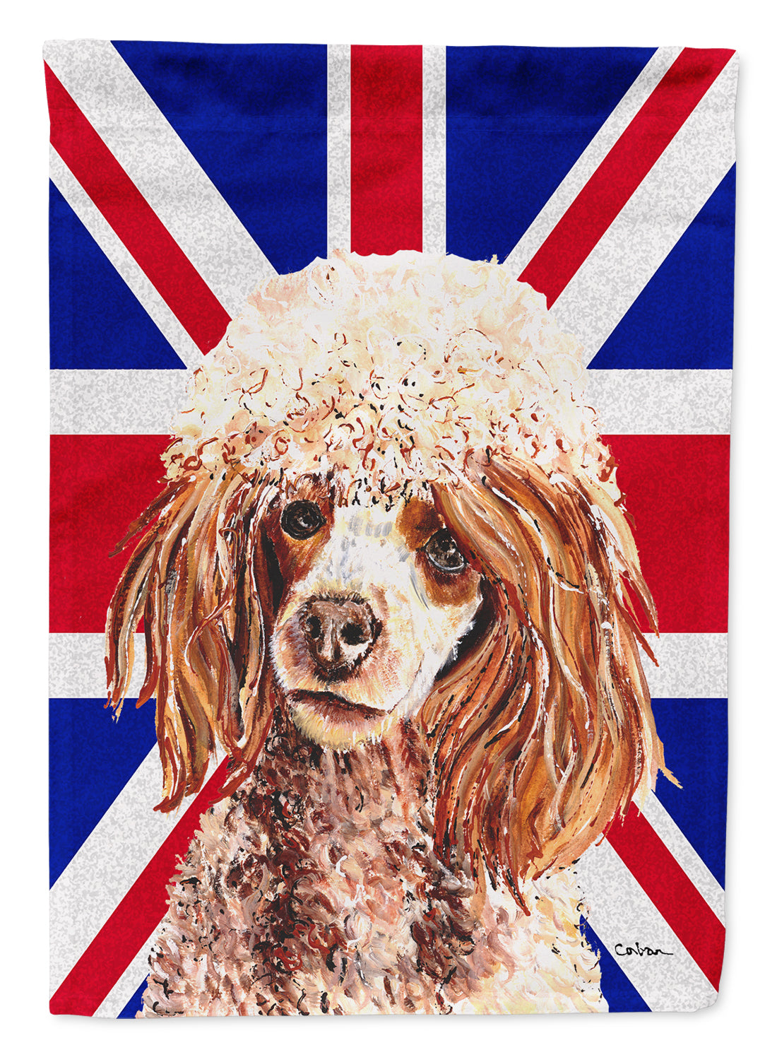 Red Miniature Poodle with English Union Jack British Flag Flag Garden Size SC9888GF