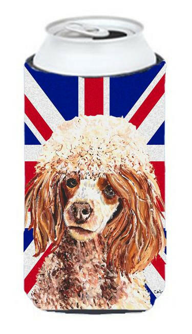 Red Miniature Poodle with English Union Jack British Flag Tall Boy Beverage Insulator Hugger SC9888TBC by Caroline&#39;s Treasures