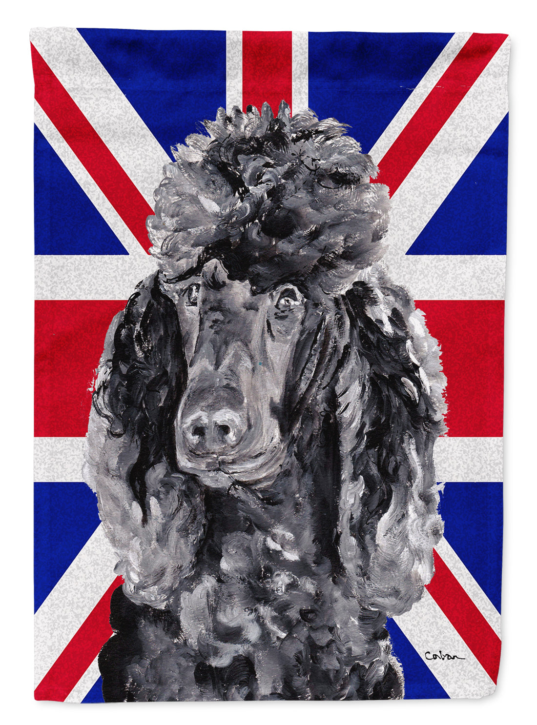 Black Standard Poodle with English Union Jack British Flag Flag Canvas House Size SC9889CHF