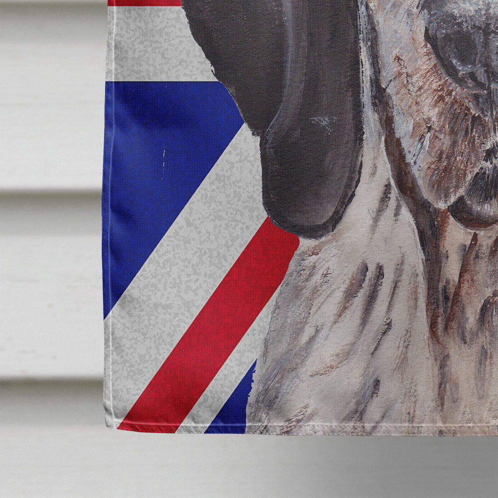 Blue Tick Coonhound with English Union Jack British Flag Flag Canvas House Size SC9890CHF