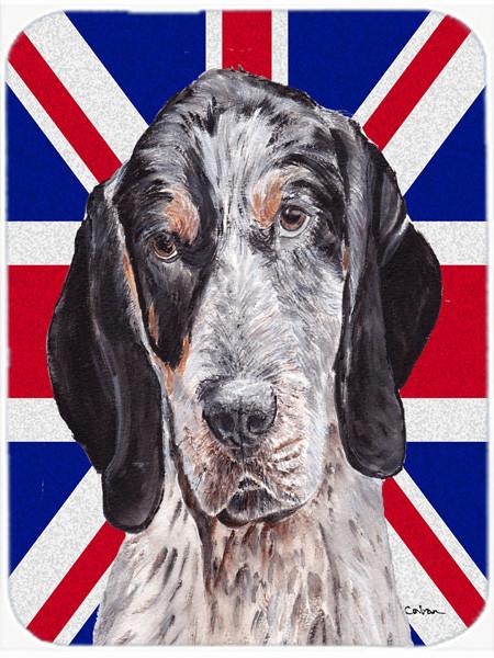 Blue Tick Coonhound with English Union Jack British Flag Glass Cutting Board Large Size SC9890LCB by Caroline's Treasures
