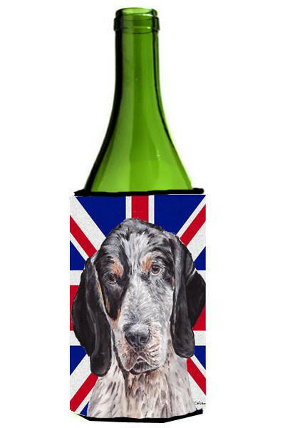 Blue Tick Coonhound with English Union Jack British Flag Wine Bottle Beverage Insulator Hugger SC9890LITERK by Caroline&#39;s Treasures