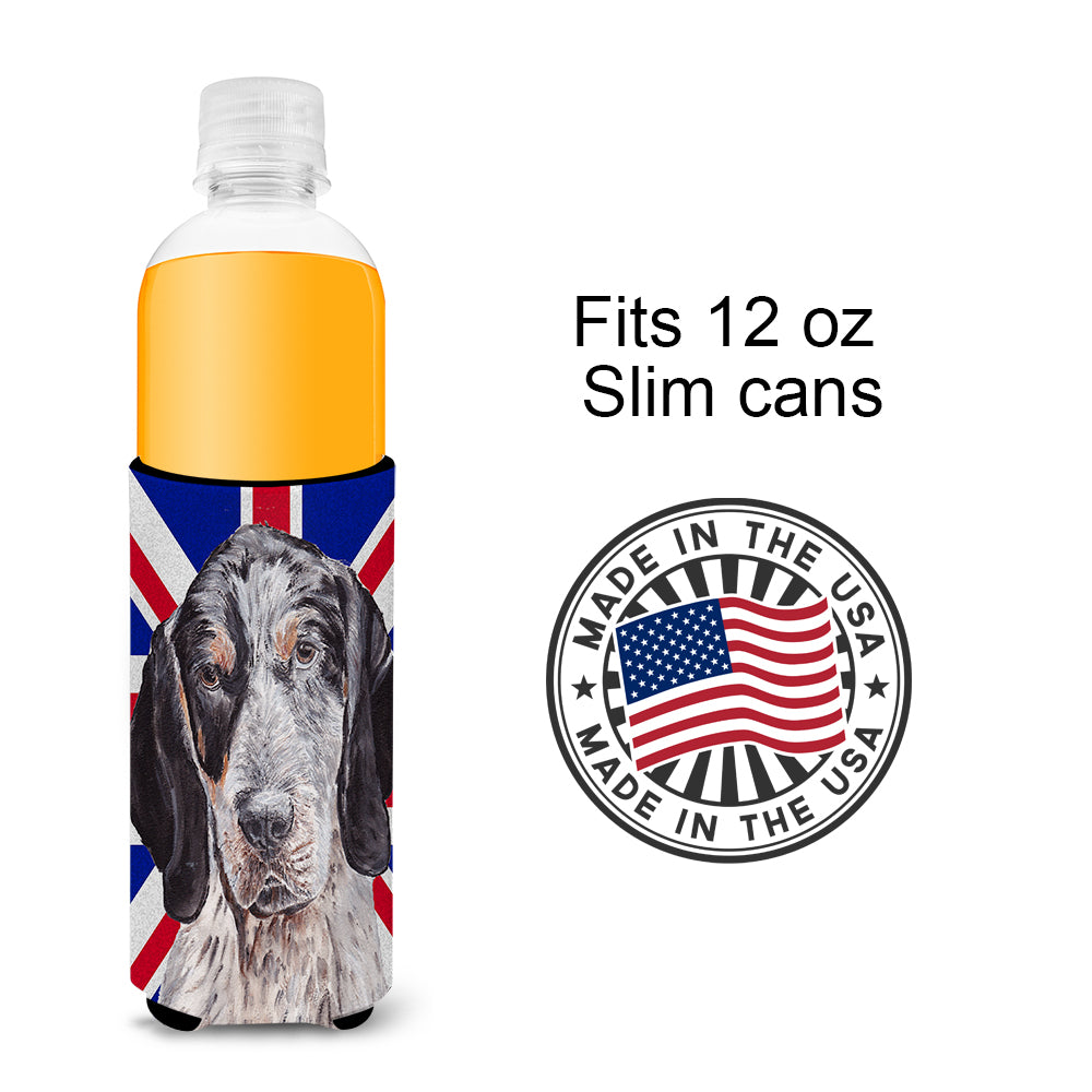 Blue Tick Coonhound with English Union Jack British Flag Ultra Beverage Insulators for slim cans SC9890MUK.