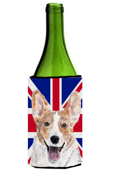 Cardigan Corgi with English Union Jack British Flag Wine Bottle Beverage Insulator Hugger SC9891LITERK by Caroline&#39;s Treasures