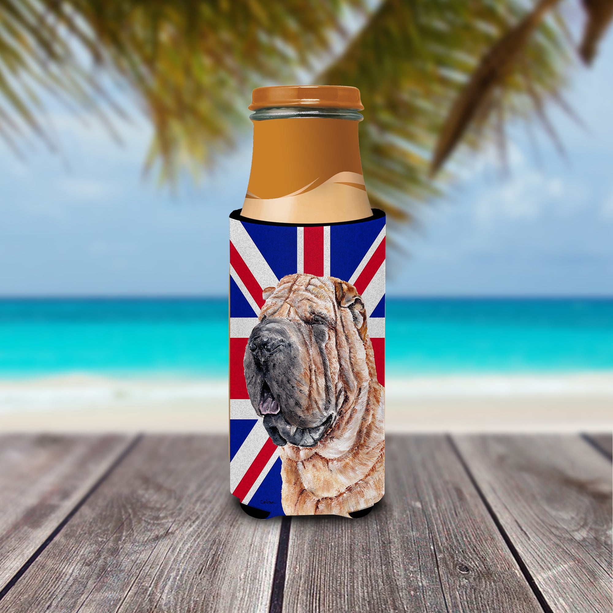 Shar Pei with English Union Jack British Flag Ultra Beverage Insulators for slim cans SC9892MUK