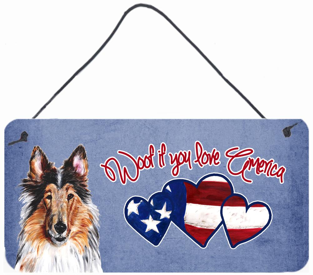 Woof if you love America Collie Wall or Door Hanging Prints SC9894DS612 by Caroline's Treasures