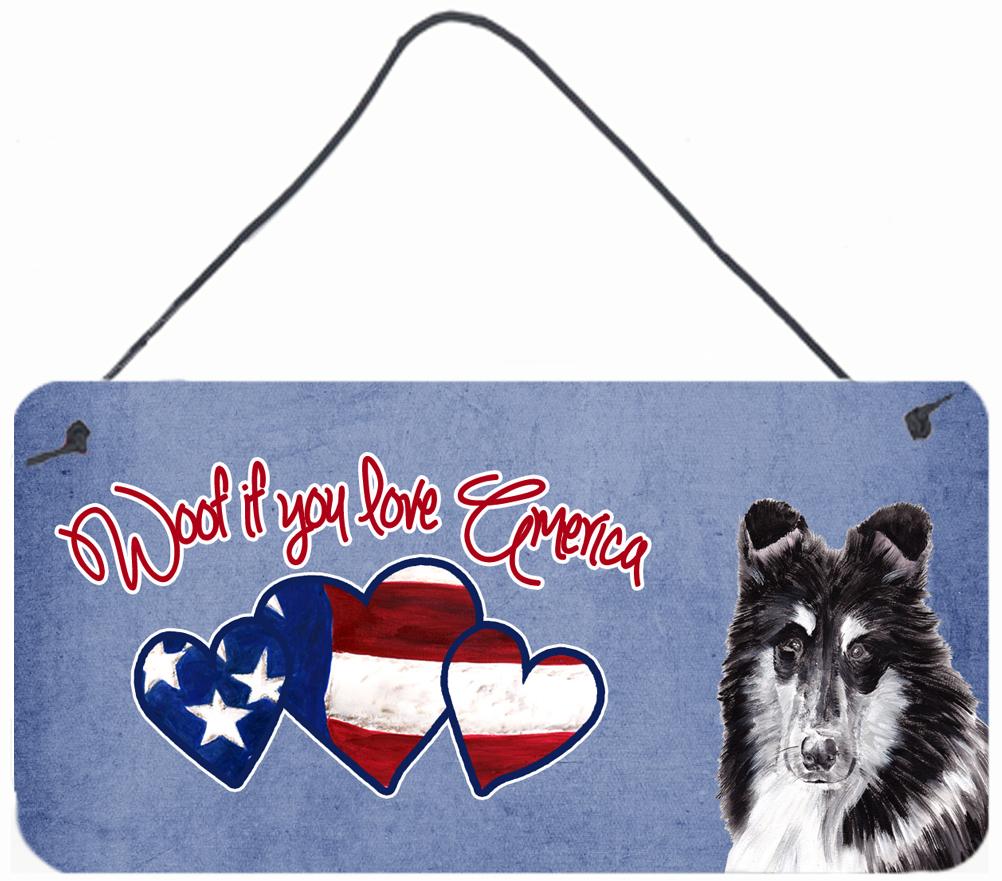 Woof if you love America Collie Wall or Door Hanging Prints SC9902DS612 by Caroline&#39;s Treasures