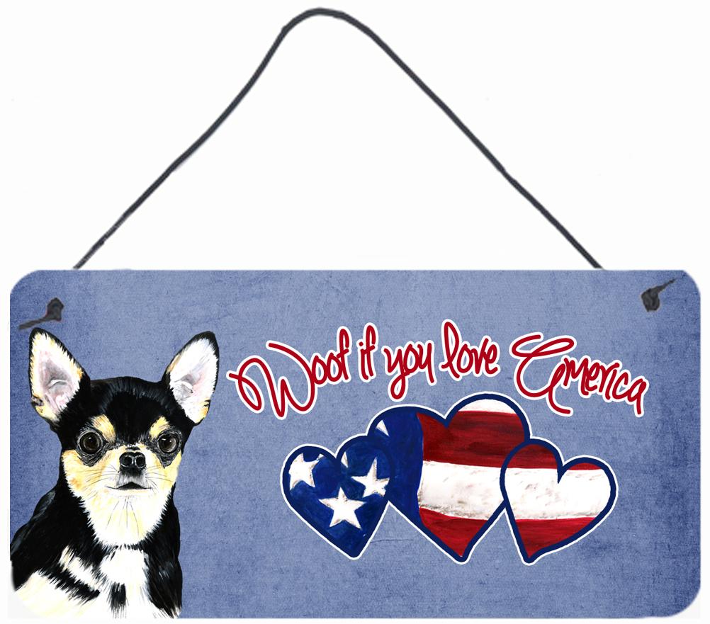 Woof if you love America Chihuahua Wall or Door Hanging Prints SC9933DS612 by Caroline&#39;s Treasures