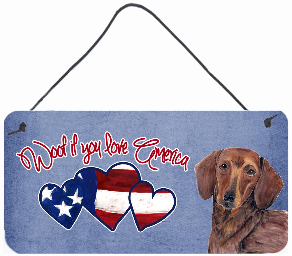 Woof if you love America Dachshund Wall or Door Hanging Prints SC9961DS612 by Caroline's Treasures