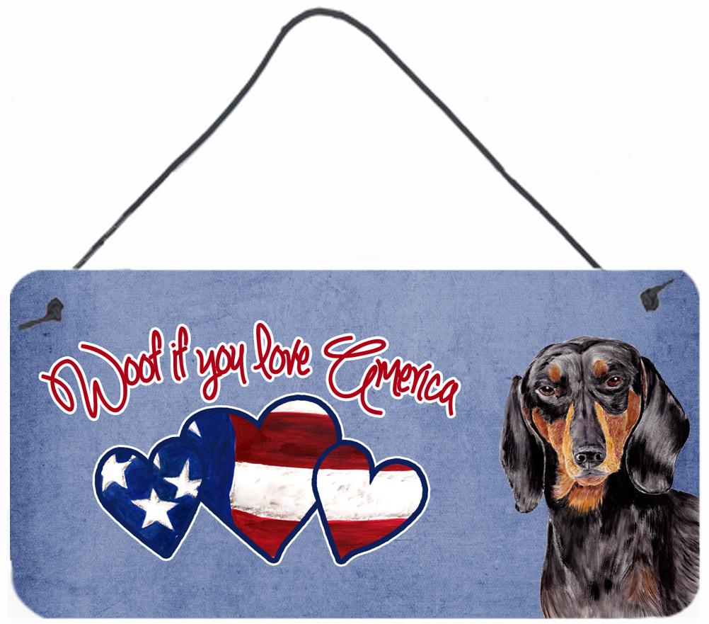 Woof if you love America Dachshund Wall or Door Hanging Prints SC9966DS612 by Caroline&#39;s Treasures