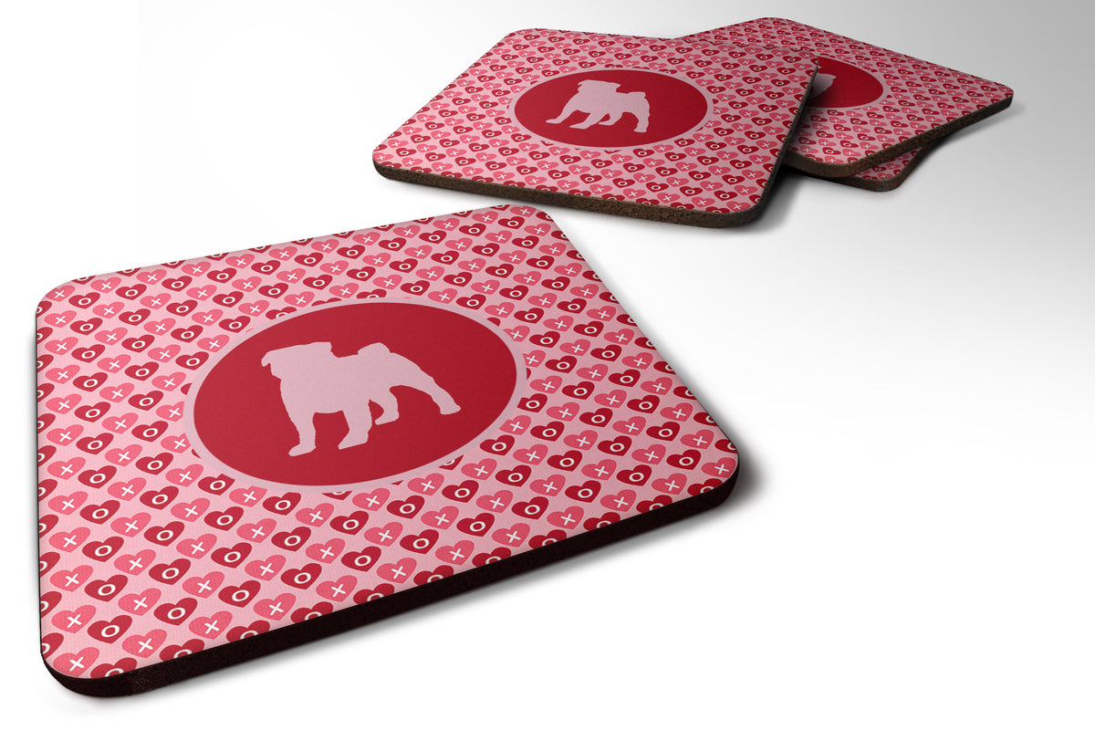 Set of 4 Pug Valentine Hearts Foam Coasters - the-store.com