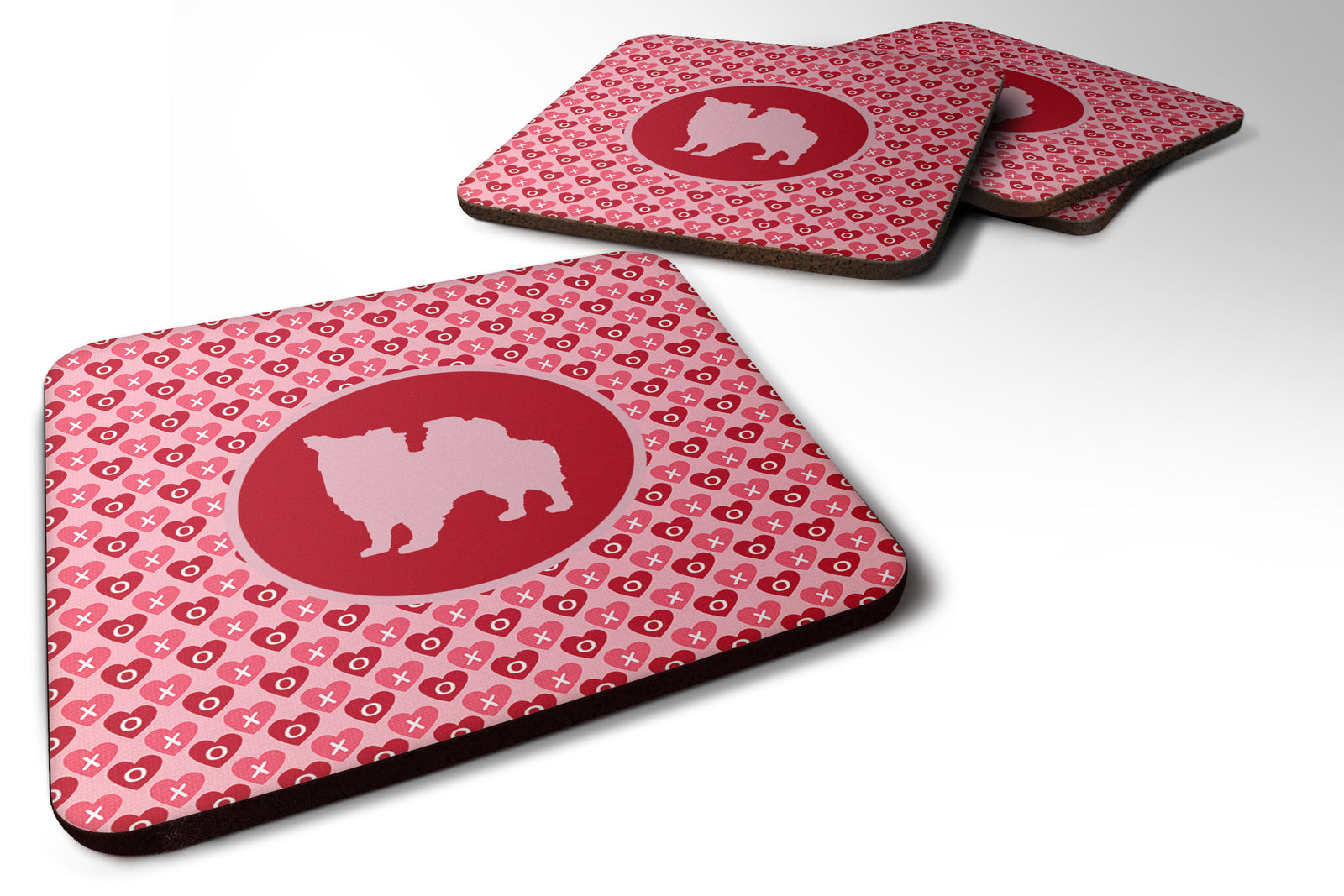 Set of 4 Chihuahua Longhair Valentine Hearts Foam Coasters - the-store.com