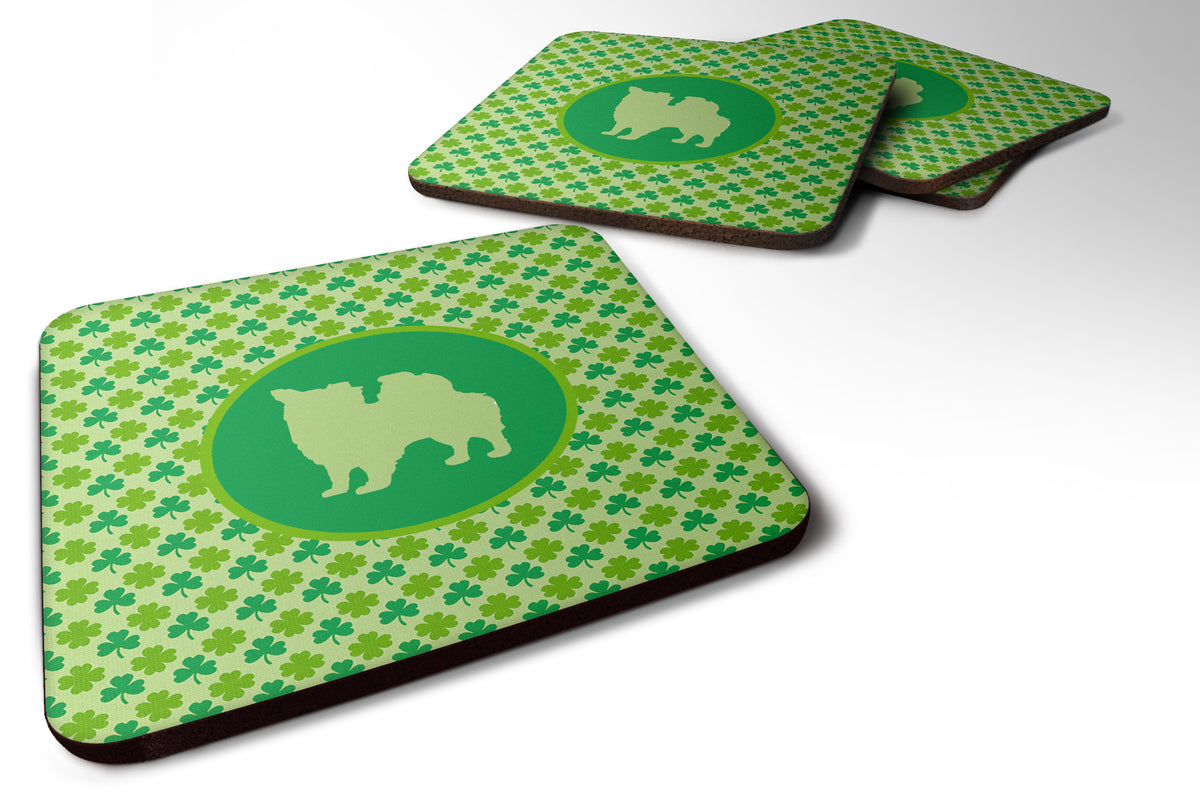 Set of 4 Chihuahua Longhair Lucky Shamrock Foam Coasters - the-store.com