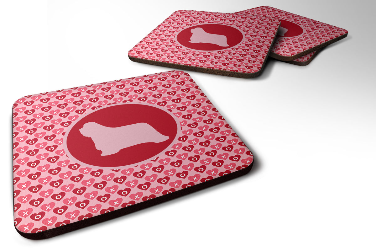 Set of 4 Bearded Collie Valentine Hearts Foam Coasters - the-store.com