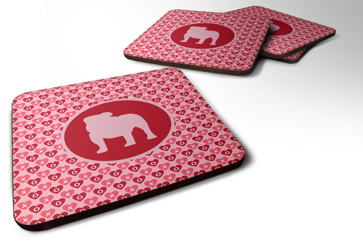 Set of 4 Bulldog Valentine Hearts Foam Coasters - the-store.com