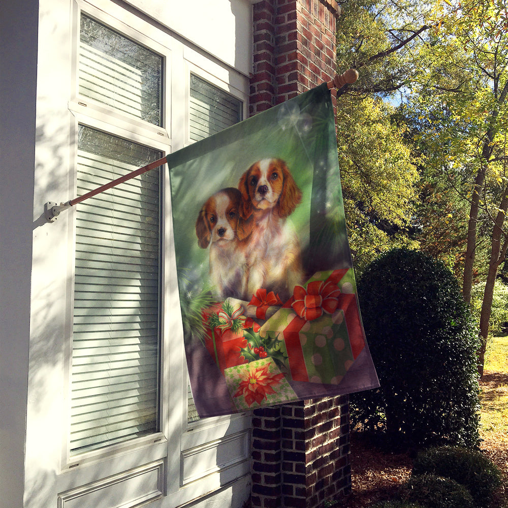 Cavalier Spaniels and Christmas Presents Flag Canvas House Size SDSQ0303CHF  the-store.com.