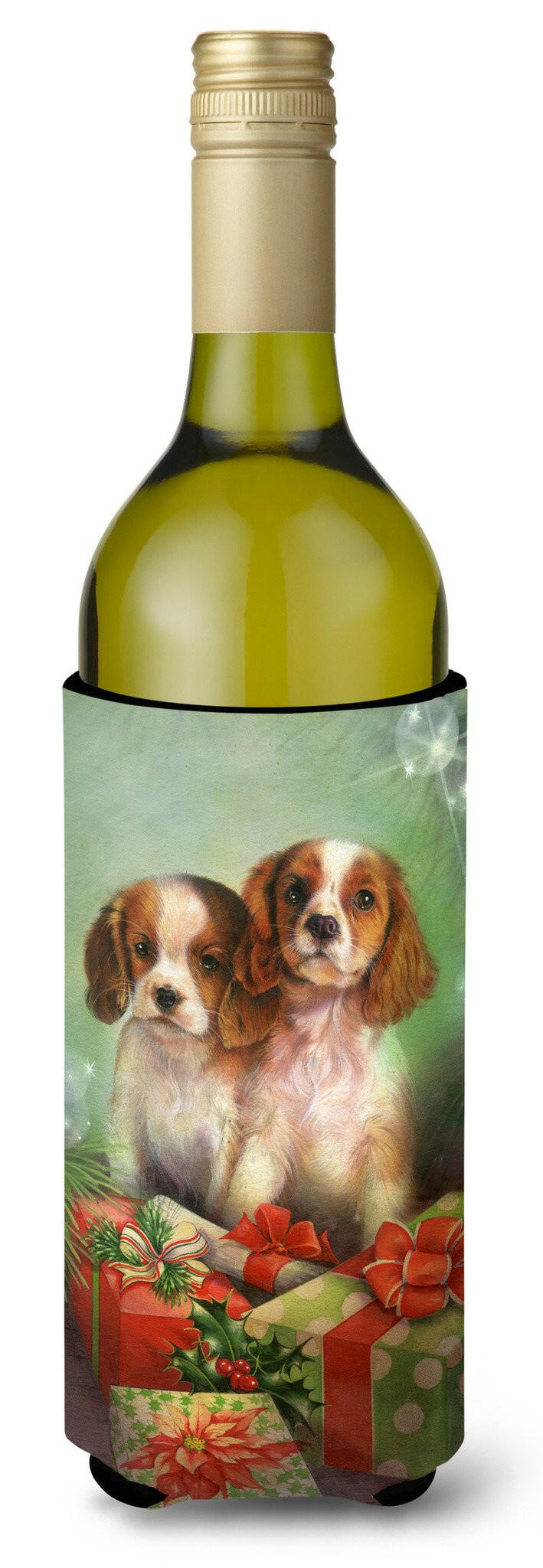 Cavalier Spaniels and Christmas Presents Wine Bottle Beverage Insulator Hugger SDSQ0303LITERK by Caroline&#39;s Treasures