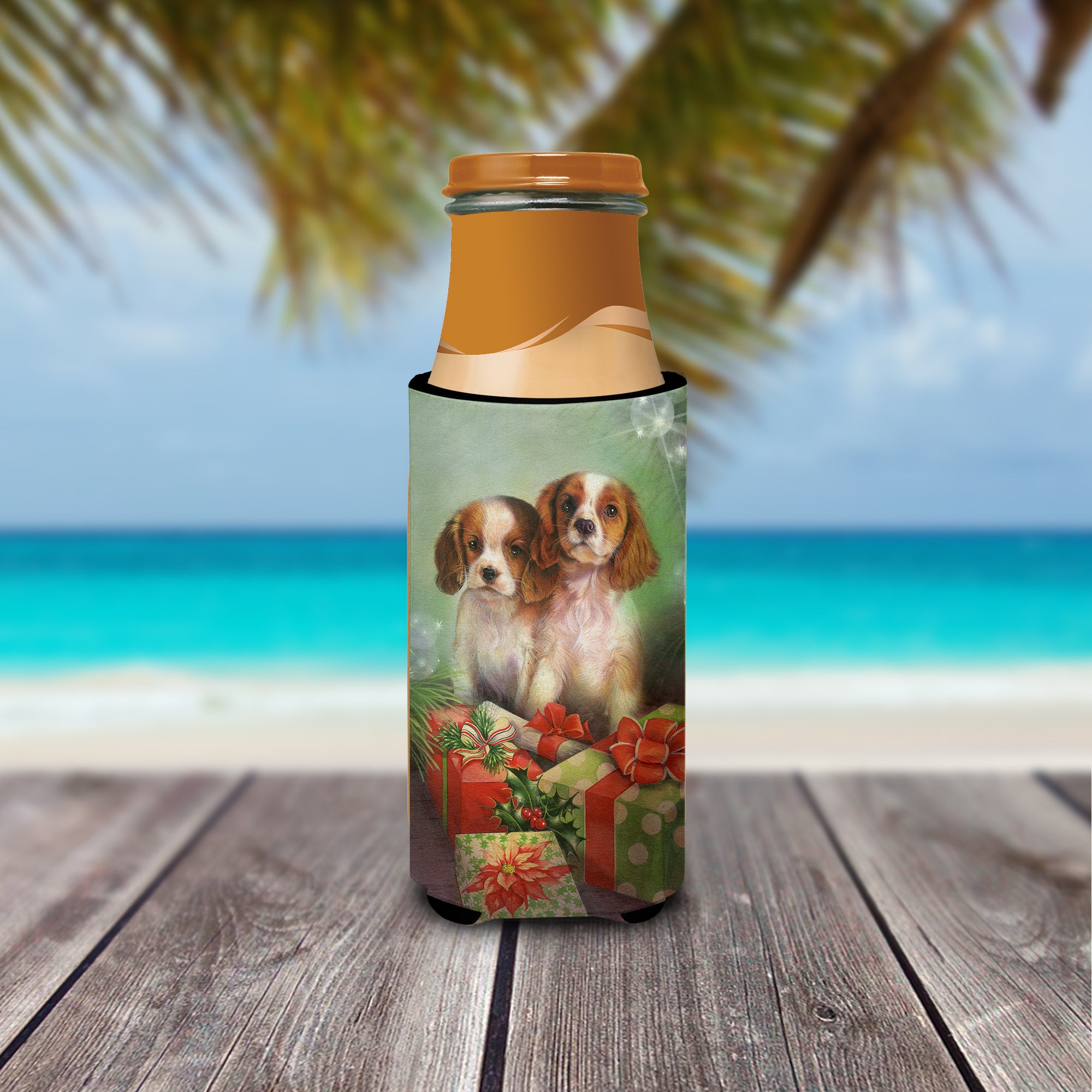 Cavalier Spaniels and Christmas Presents Ultra Beverage Insulators for slim cans SDSQ0303MUK  the-store.com.