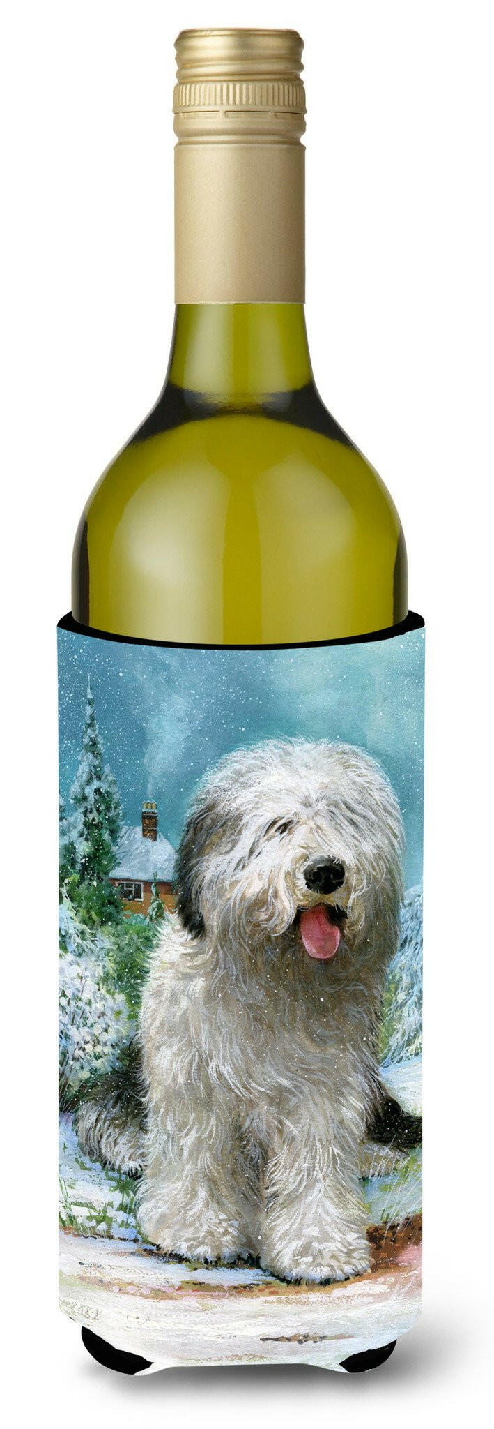 Old English Sheepdog by Don Squires Wine Bottle Beverage Insulator Hugger SDSQ0304LITERK by Caroline&#39;s Treasures