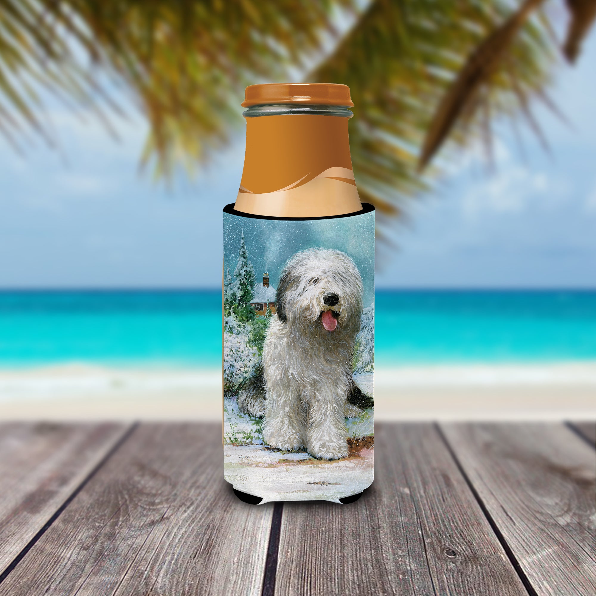 Old English Sheepdog by Don Squires Ultra Beverage Insulators for slim cans SDSQ0304MUK  the-store.com.