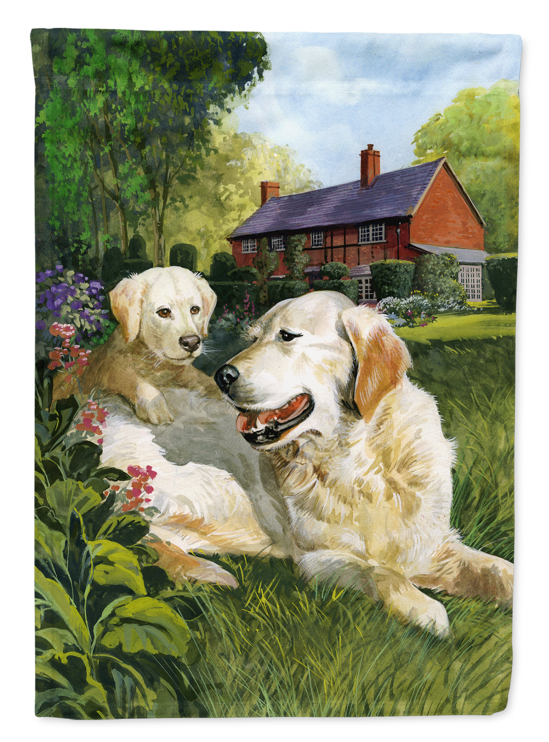Yellow Labradors by Don Squires Flag Canvas House Size SDSQ0431CHF