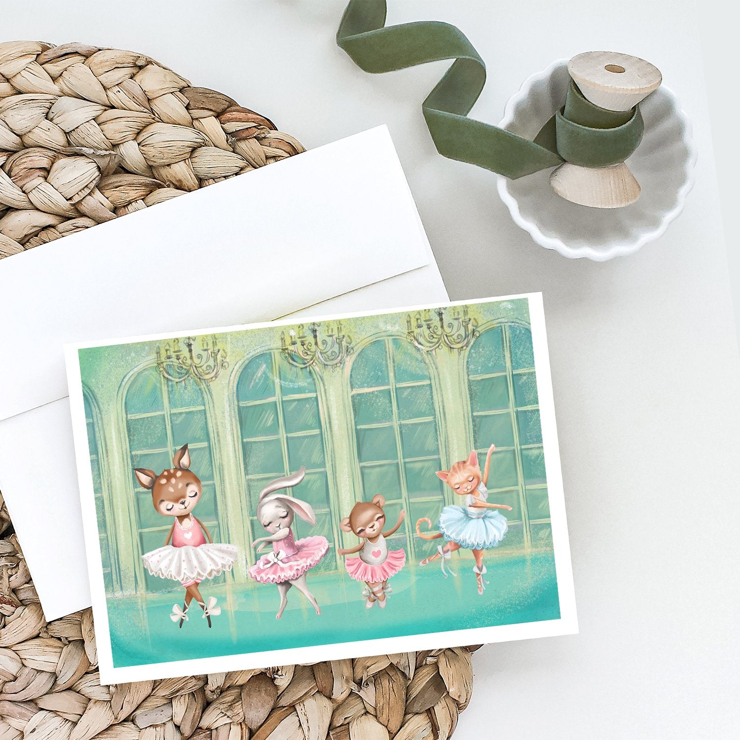 Animal Ballerinas Dancing Greeting Cards and Envelopes Pack of 8 - the-store.com
