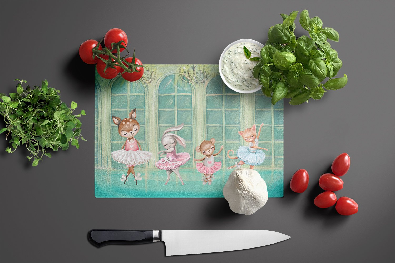 Animal Ballerinas Dancing Glass Cutting Board Large - the-store.com