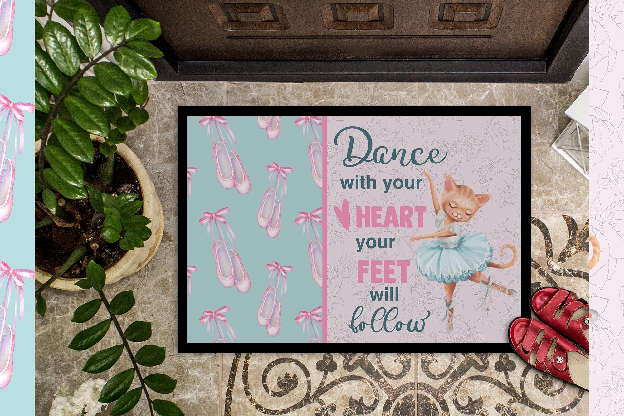 Dance with your heart and your feet will follow Indoor or Outdoor Mat 24x36 - the-store.com