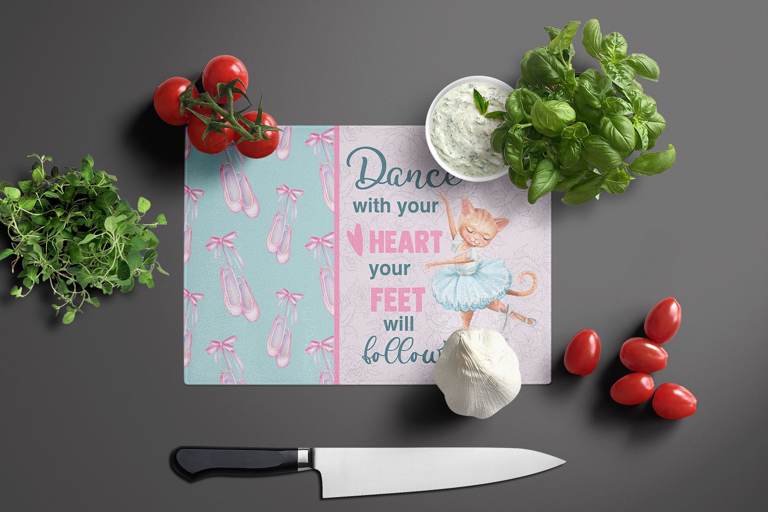 Dance with your heart and your feet will follow Glass Cutting Board Large - the-store.com