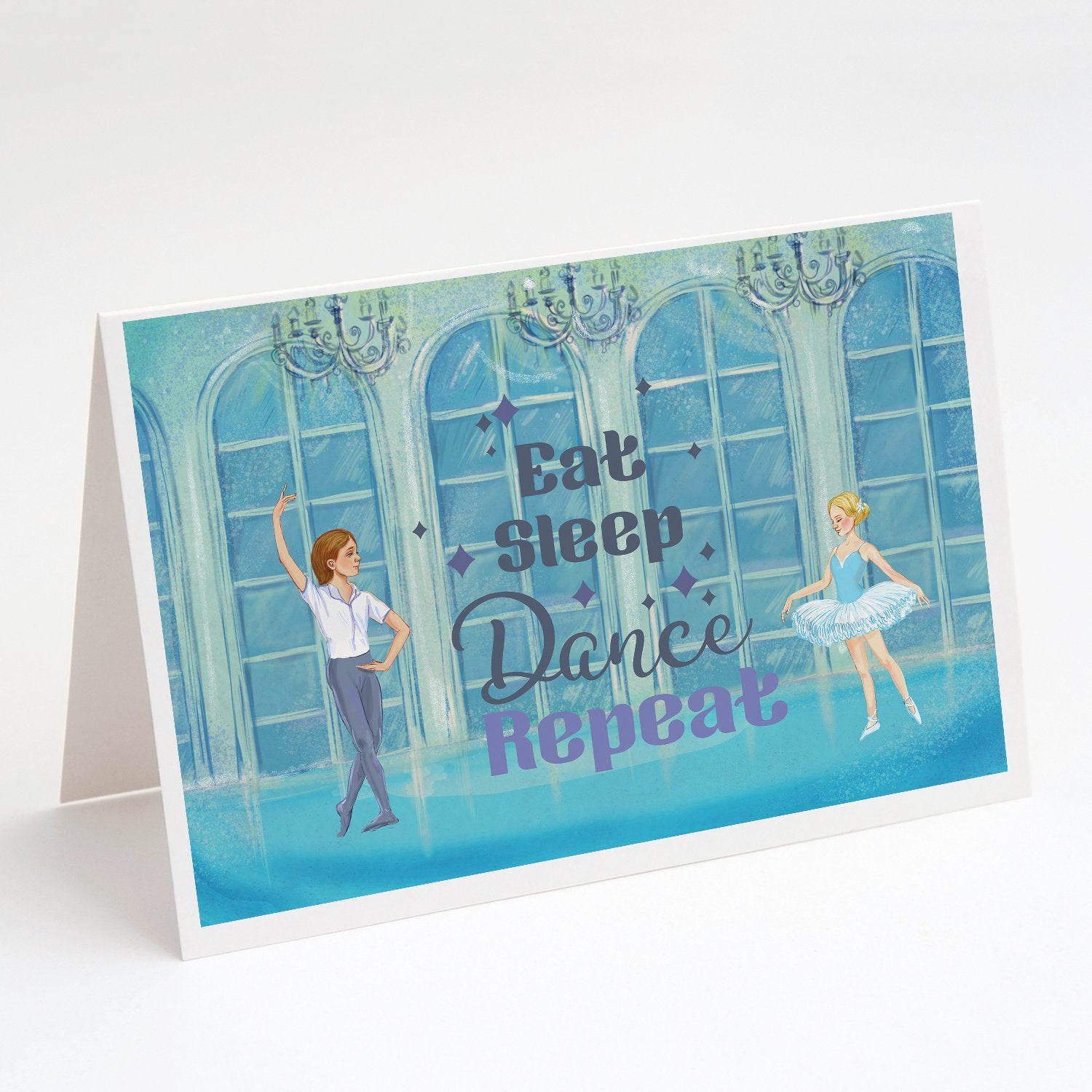 Buy this Eat Sleep Dance Repeat Greeting Cards and Envelopes Pack of 8
