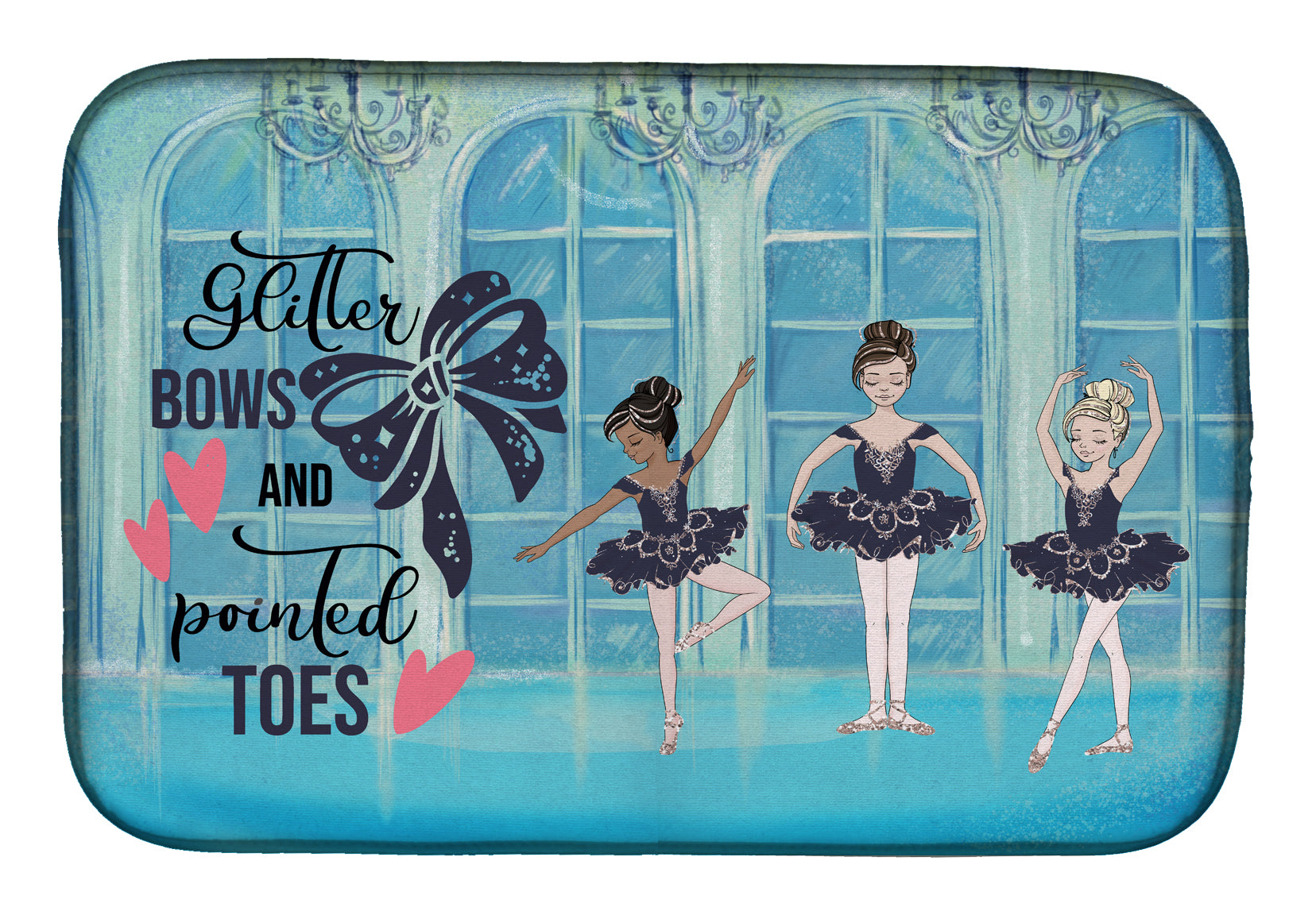 Glitter Bows and Pointed Toes Dance Dish Drying Mat  the-store.com.