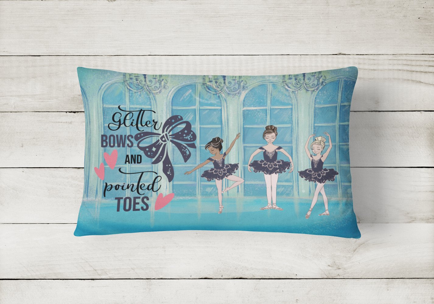 Glitter Bows and Pointed Toes Dance Canvas Fabric Decorative Pillow - the-store.com