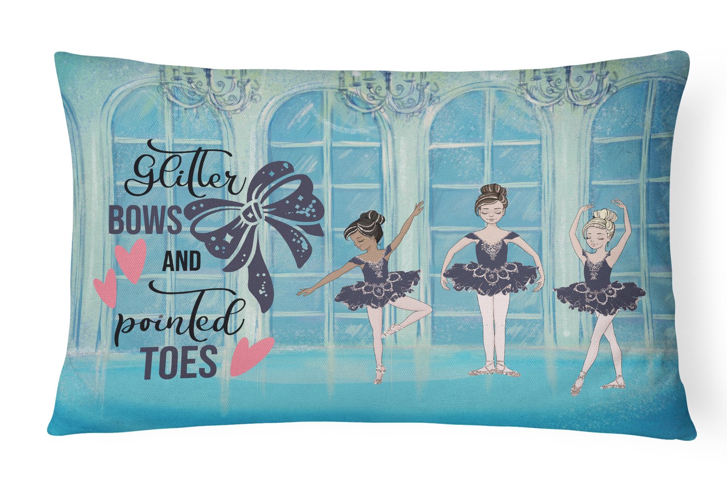 Buy this Glitter Bows and Pointed Toes Dance Canvas Fabric Decorative Pillow