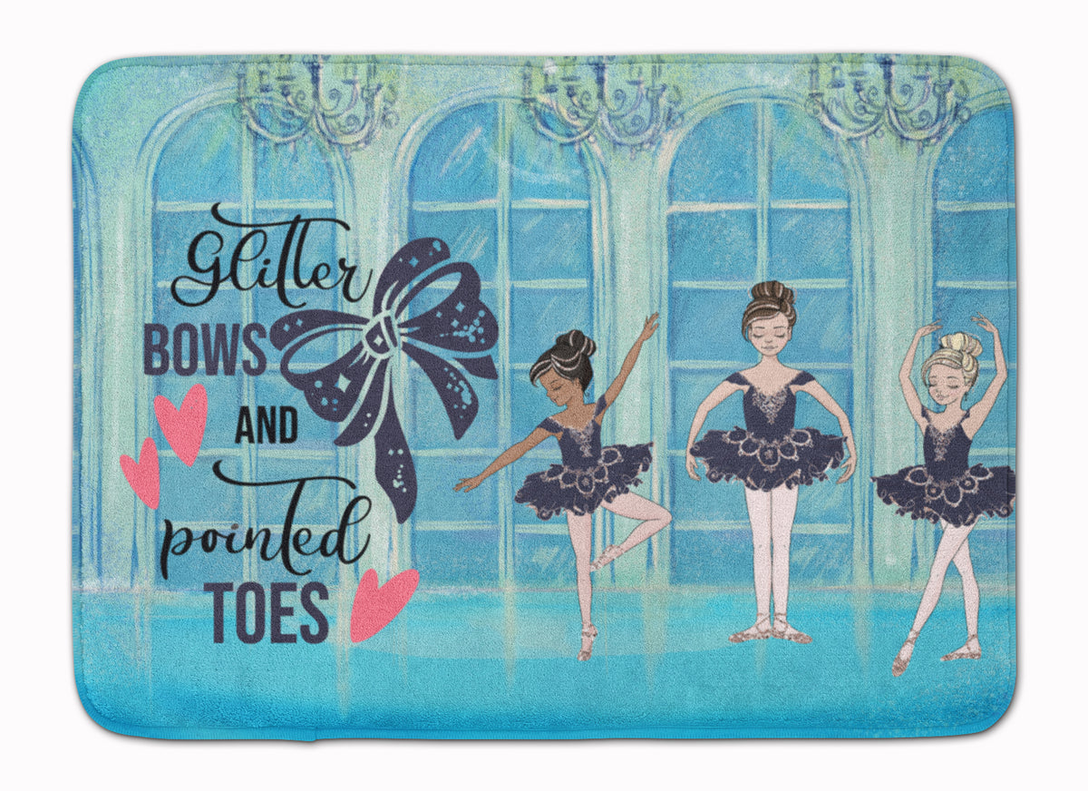 Glitter Bows and Pointed Toes Dance Machine Washable Memory Foam Mat - the-store.com